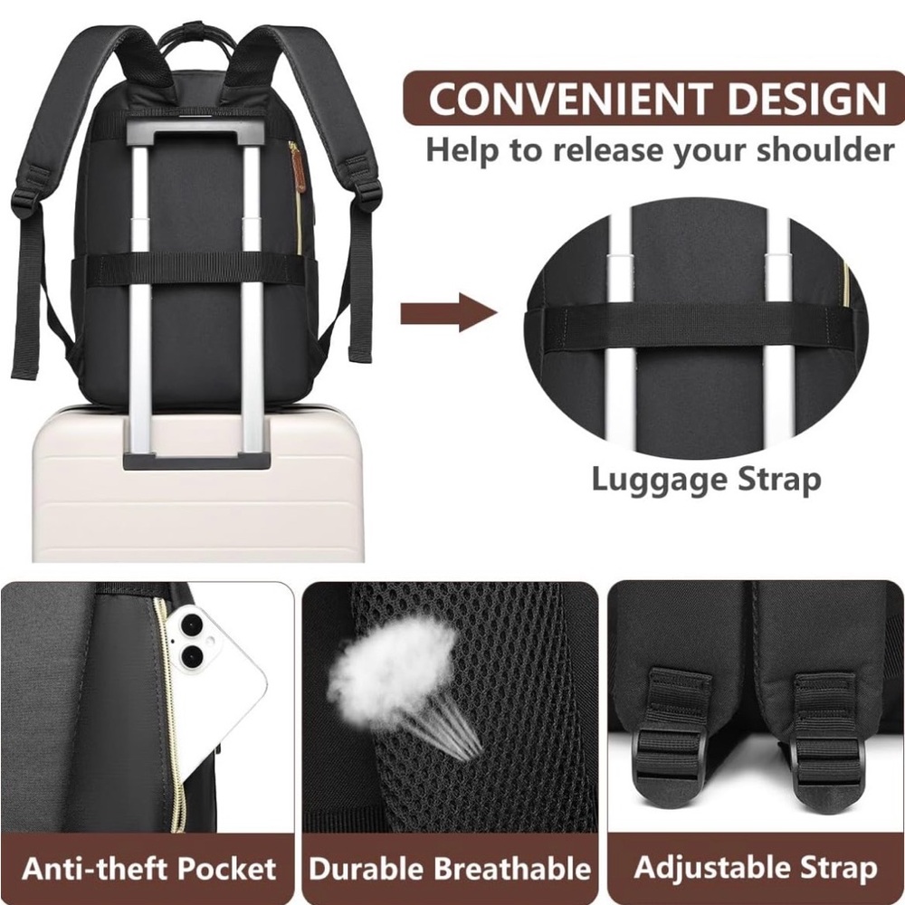 NWT-Bagswan Laptop Backpack for Women College Bookbag - 17.3 Inch - Picture 3 of 11